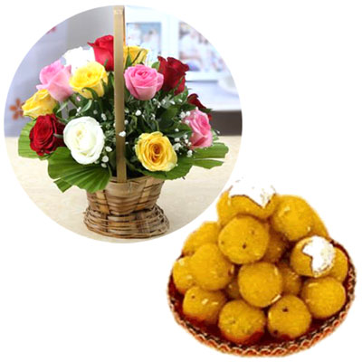 "Laddu Sweet - 1kg, Flower basket - Click here to View more details about this Product